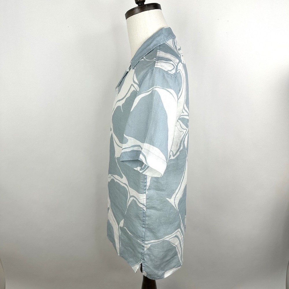 NWT Banana Republic Standard Fit Linen Resort Shirt SMALL Blue Floral Button - Picture 5 of 12